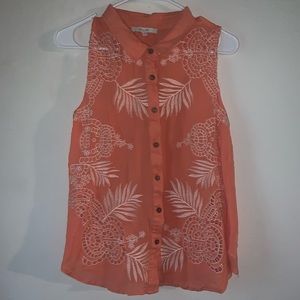 MISS ME Coral Sleeveless Blouse M Medium